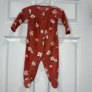 Carter's Baby Girl Size 6 Months Floral Fleece Footed Pajama Sleepers